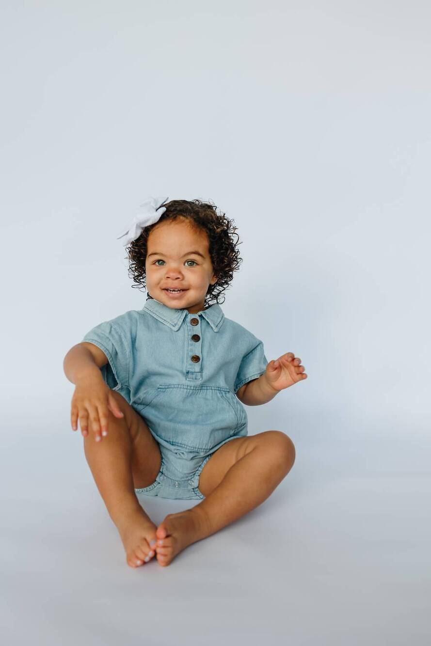 NEW BLEU & CO. baby bubble romper in scout denim - Picture 4 of 5